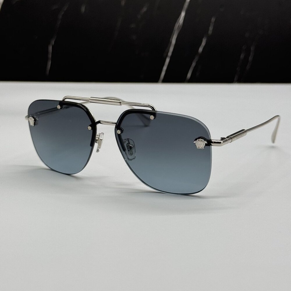 NEW VERSACE VE2296 1000/V1 SUNGLASSES SILVER WOMEN VERSACE VE2296 1000V1